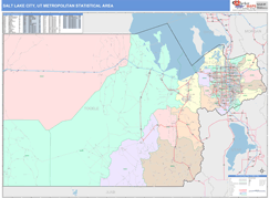Salt Lake City Metro Area Digital Map Color Cast Style